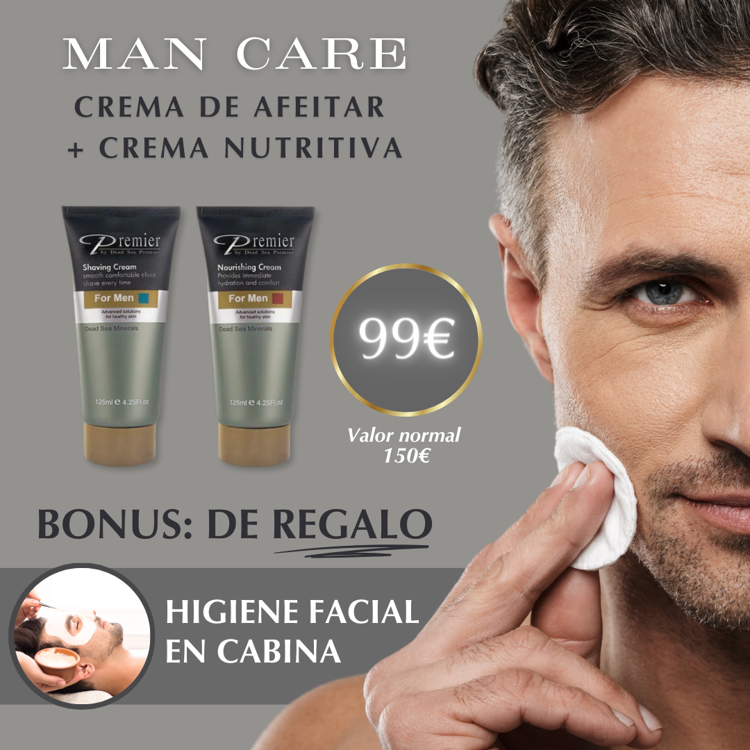 PROMO EXCLUSIVA CREMA DE AFEITAR + CREMA NUTRITIVA + HIGIENE FACIAL EN CABINA DE REGALO