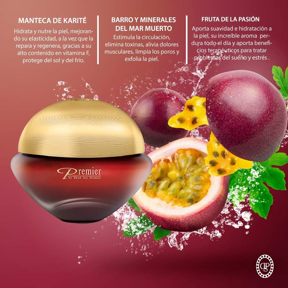 Crema hidratante corporal con Carité y minerales del Mar Muerto - Fruta de la pasión